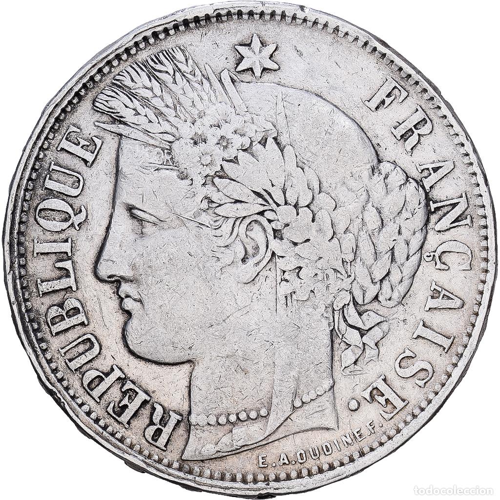 Monedas antiguas de Europa: [#1117976] France, C&eacute;r&egrave;s, 5 Francs, 1870, Bordeaux, VF(20-25), Silver, KM:818.2