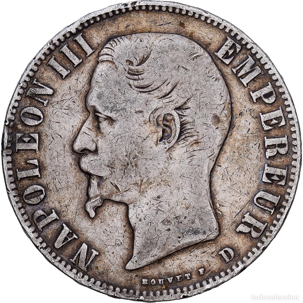 Monedas antiguas de Europa: [#1117978] Moneda, Francia, Napoleon III, 5 Francs, 1856, Lyon, BC+, Plata, KM:782.3