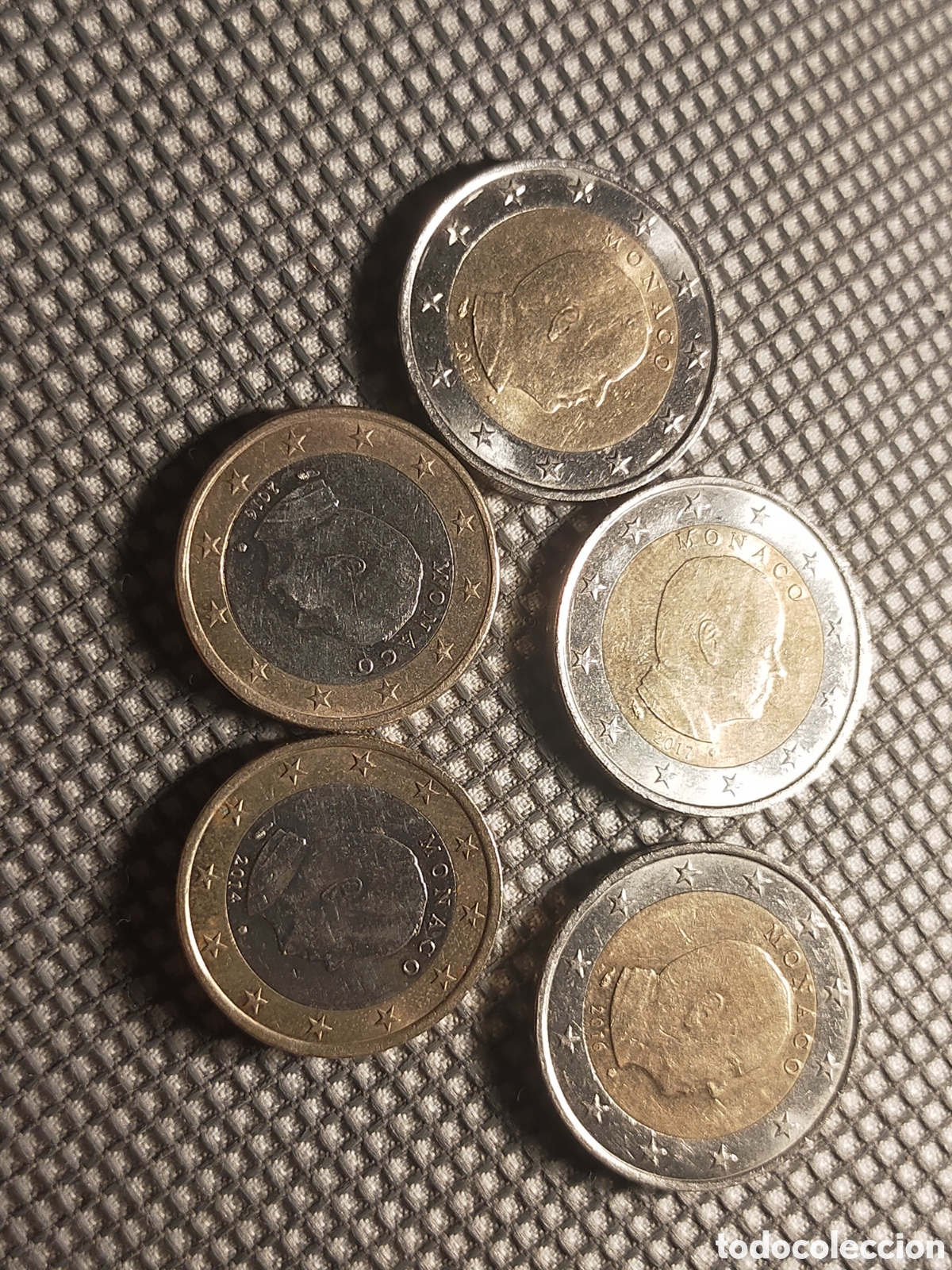 Monedas antiguas de Europa: 5 monedas M&oacute;naco - 2 euros(3) + 1 euro (2)