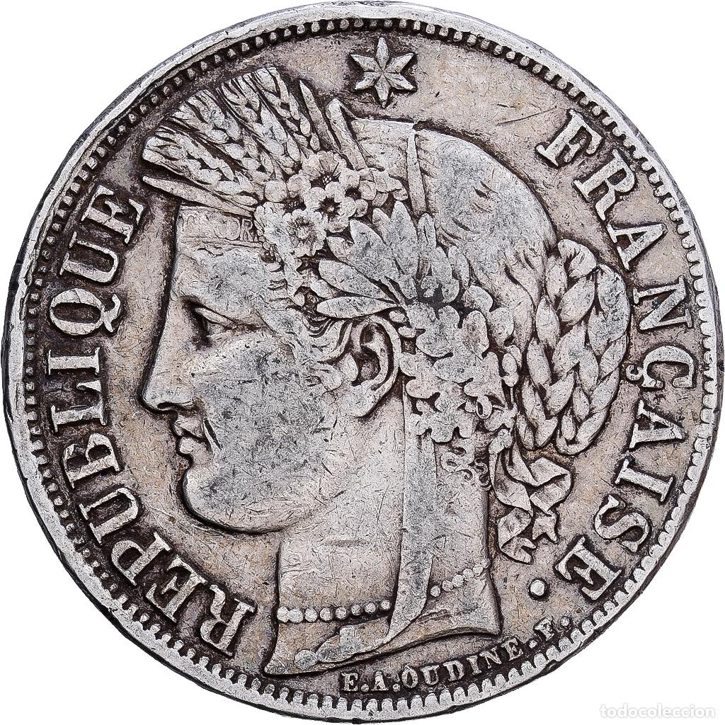 Monedas antiguas de Europa: [#1118002] Francia, C&eacute;r&egrave;s, 5 Francs, 1850, Paris, BC+, Plata, KM:761.1, Gadoury:719