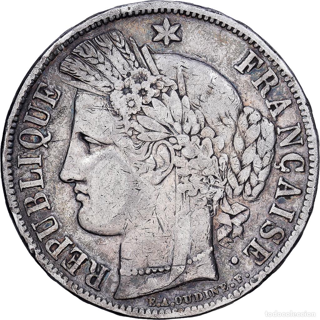 Monedas antiguas de Europa: [#1118074] Moneda, Francia, C&eacute;r&egrave;s, 5 Francs, 1850, Paris, BC+, Plata, KM:761.1