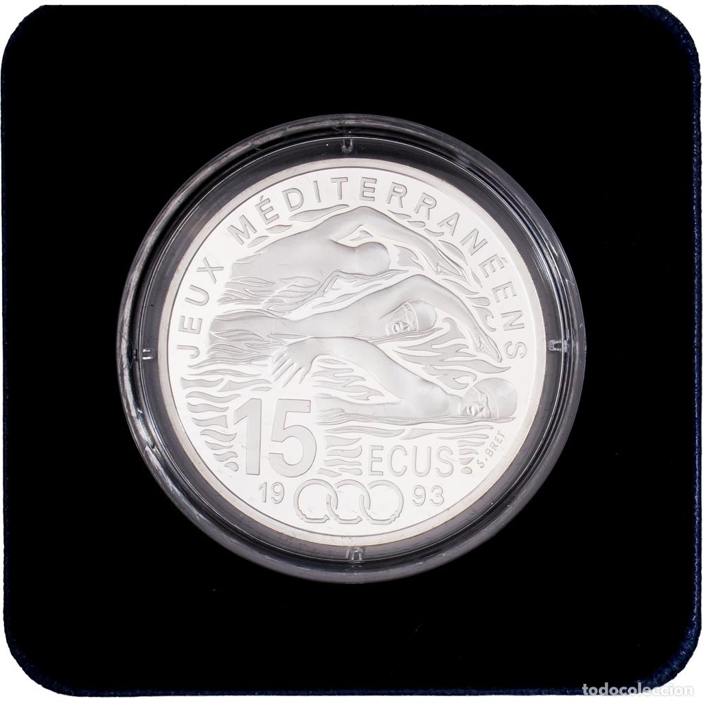 Monedas antiguas de Europa: [#1546098] Francia, 100 Francs-15 Ecus, Jeux m&eacute;diterran&eacute;ens, natation, 1993, MDP, Prueba
