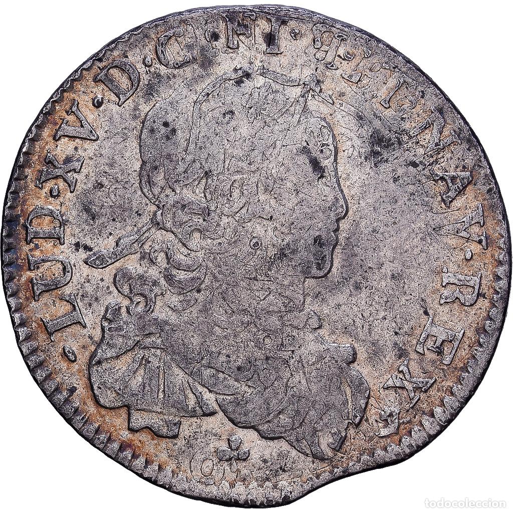Monedas antiguas de Europa: [#1546136] Francia, Louis XV, 1/6 &Eacute;cu de France, 1722, Rouen, r&eacute;form&eacute;, Plata, BC
