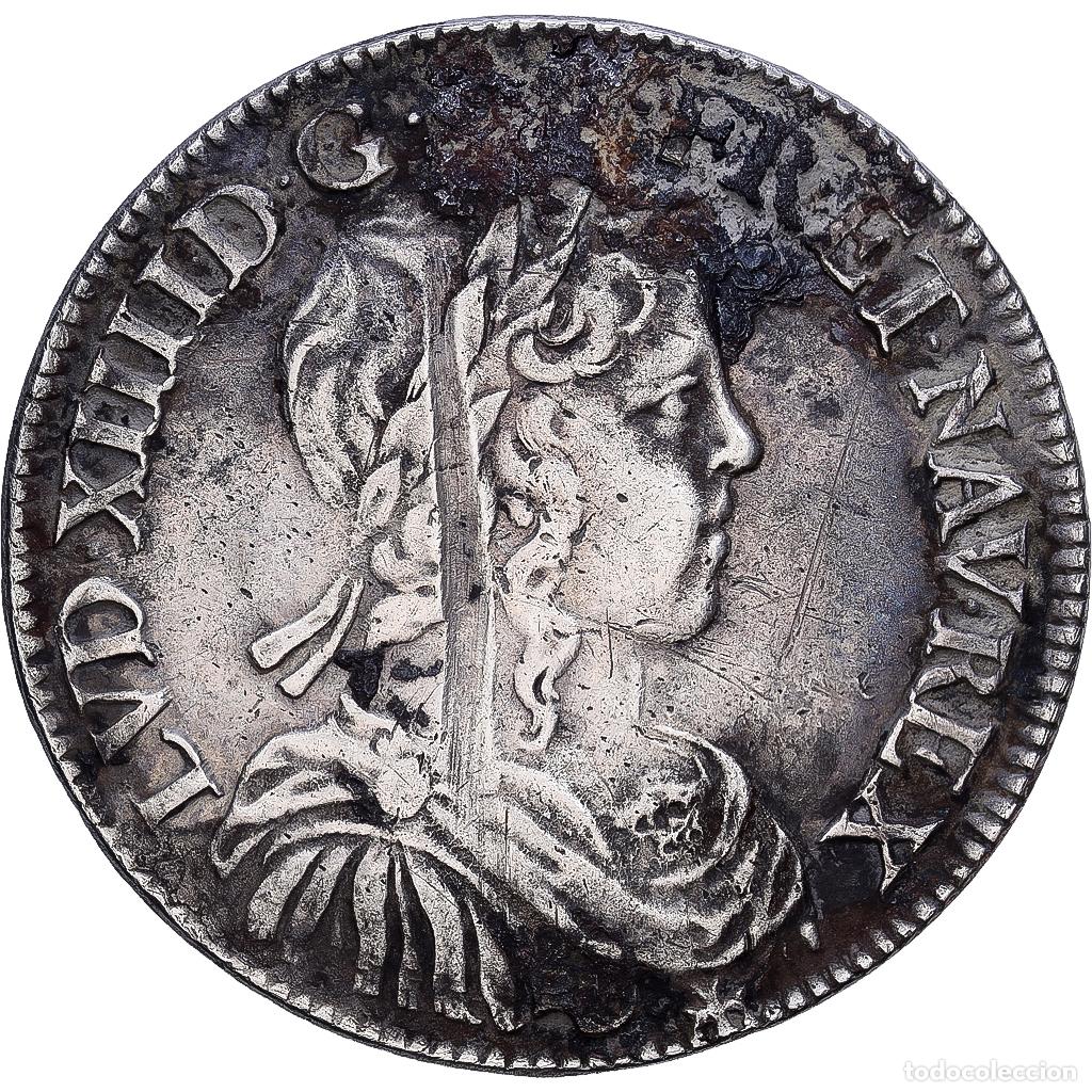 Monedas antiguas de Europa: [#1118088] Francia, Louis XIV, 1/2 &Eacute;cu &agrave; la m&egrave;che longue, 1649, Rouen, Plata, BC+
