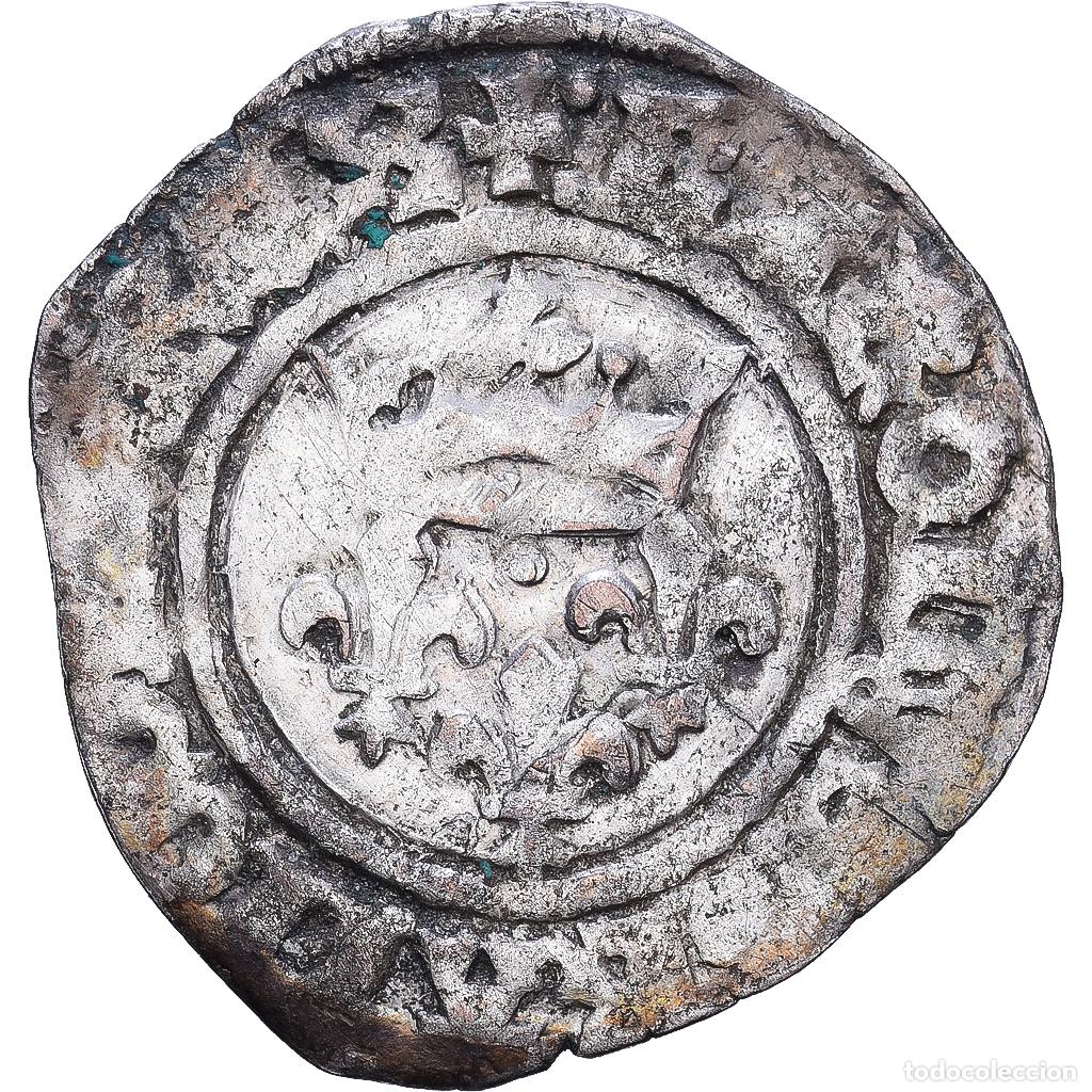 Monedas antiguas de Europa: [#1546151] Francia, Charles VI, Gros dit &rdquo;Florette&rdquo;, 1417, Tours, Vell&oacute;n, BC+