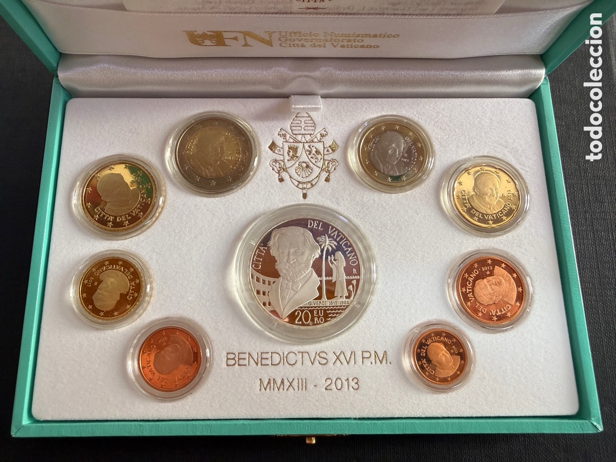 Monedas antiguas de Europa: 2013 - VATICANO Cartera Oficial proof de 1 cent. a 2&euro; y 20&euro;
