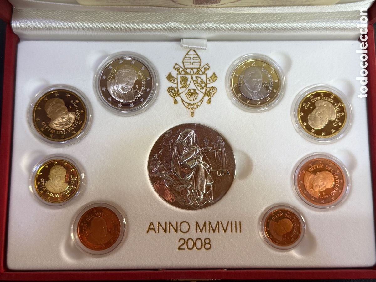 Monedas antiguas de Europa: 2008 - VATICANO Cartera Oficial 1 cent. a 2&euro; y medalla
