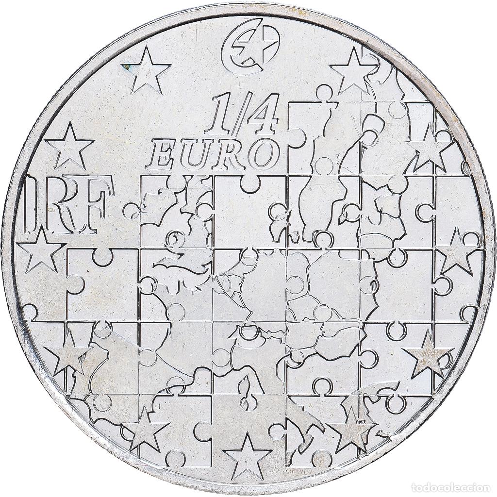 Monedas antiguas de Europa: [#1546069] Francia, 1/4 Euro, &Eacute;largissement de l'UE, 2004, MDP, Plata, SC, KM:1390