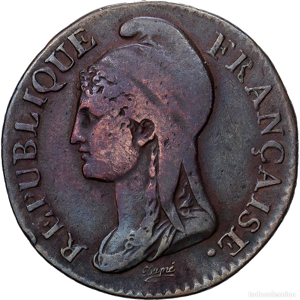 Monedas antiguas de Europa: [#1546164] Francia, Directoire, 5 Centimes, An 4 (1796), Paris, Cobre, BC+, Gadoury:124
