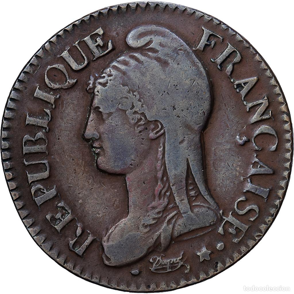 Monedas antiguas de Europa: [#1546166] Francia, Directoire, 5 Centimes, AN 5, Paris, Cobre, BC+, Gadoury:126