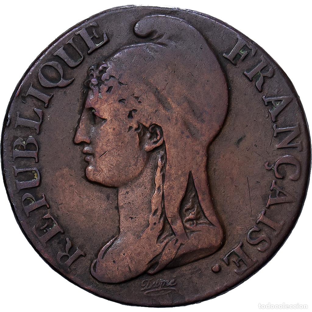 Monedas antiguas de Europa: [#1546165] Francia, Directoire, 5 Centimes, An 4 (1796), Paris, Cobre, BC+, Gadoury:124
