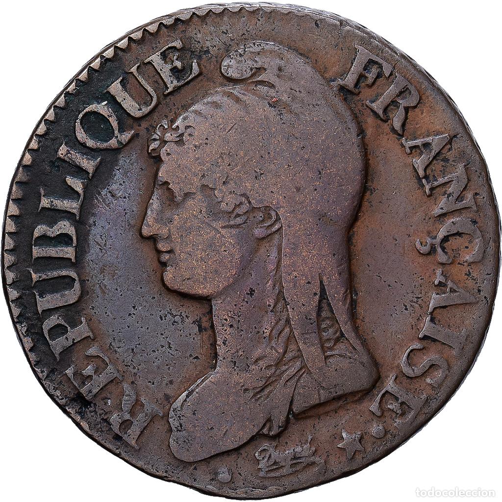 Monedas antiguas de Europa: [#1546169] Francia, Directoire, 5 Centimes, AN 7, Paris, Cobre, BC+, Gadoury:126