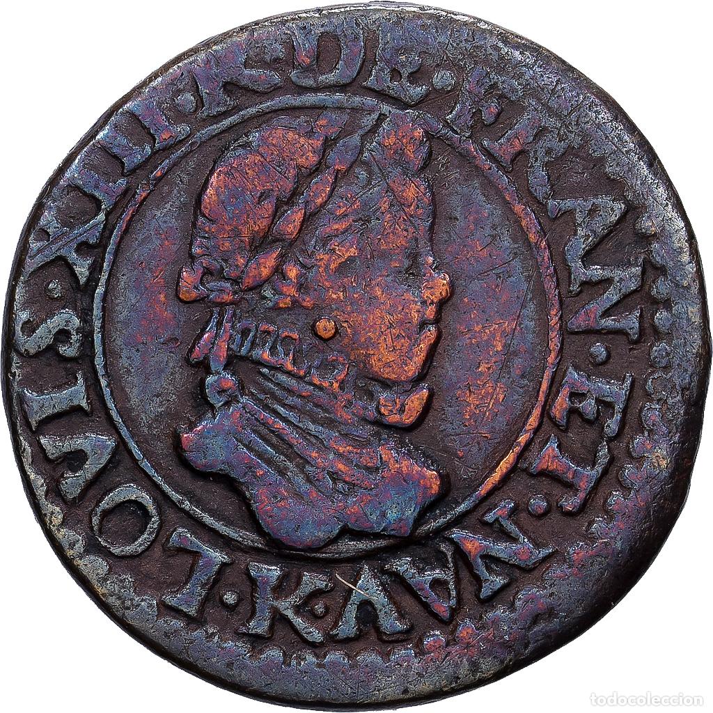 Monedas antiguas de Europa: [#1546133] Francia, Louis XIII, Double Tournois, 1613, Bordeaux, Bronce, BC, Gadoury:6