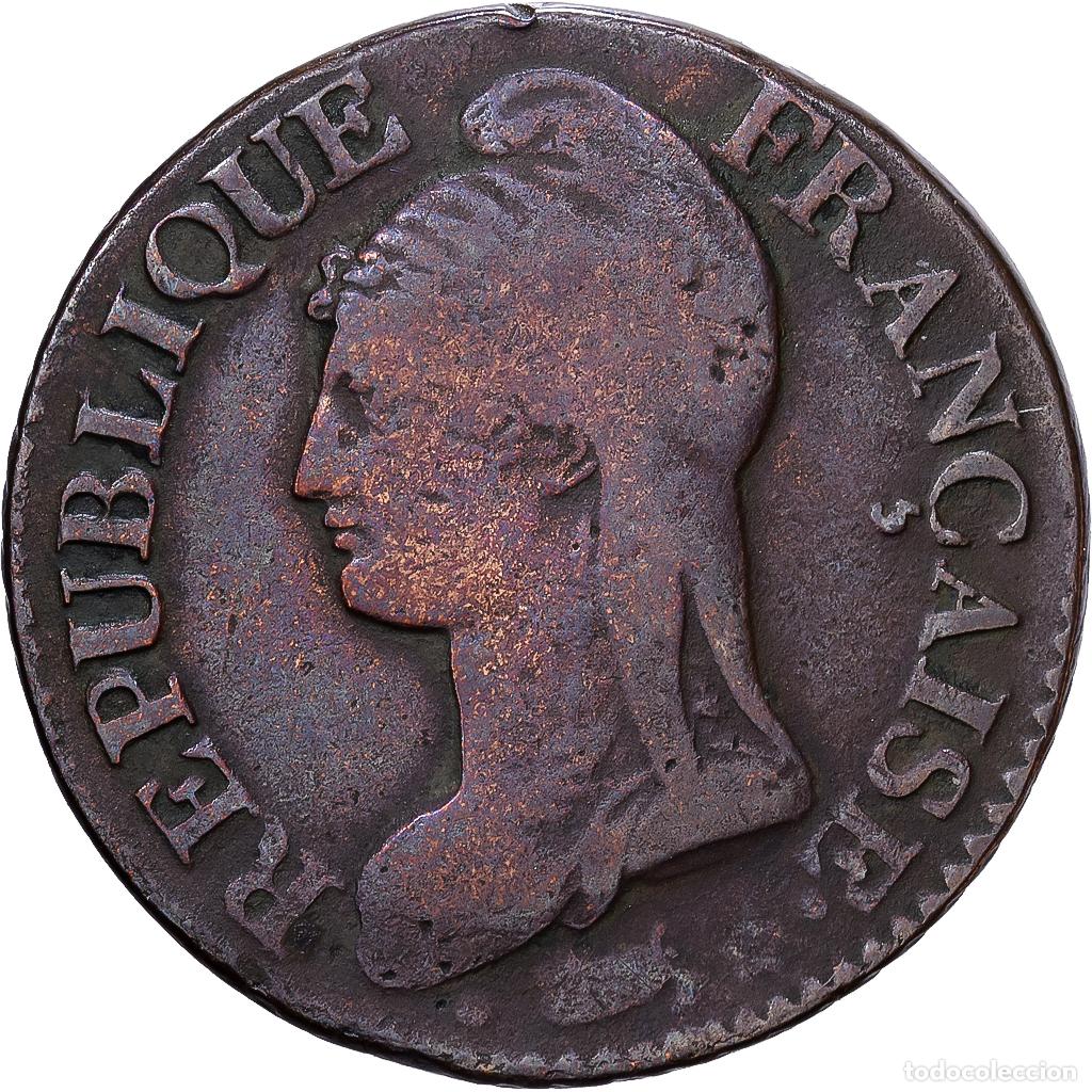 Monedas antiguas de Europa: [#1546170] Francia, Directoire, 5 Centimes, AN 8, Paris, Cobre, BC+