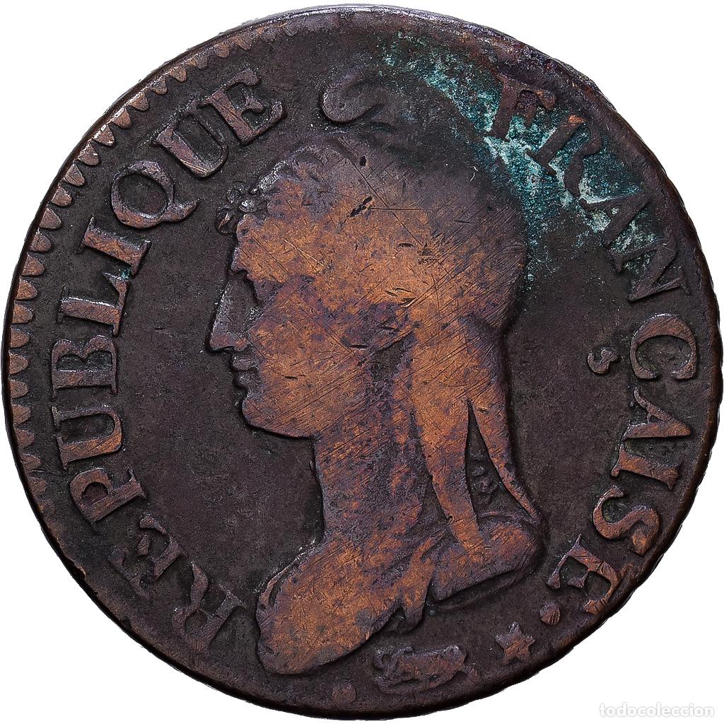 Monedas antiguas de Europa: [#1546175] Francia, Directoire, 5 Centimes, AN 5, Orl&eacute;ans, Cobre, BC+, Gadoury:126