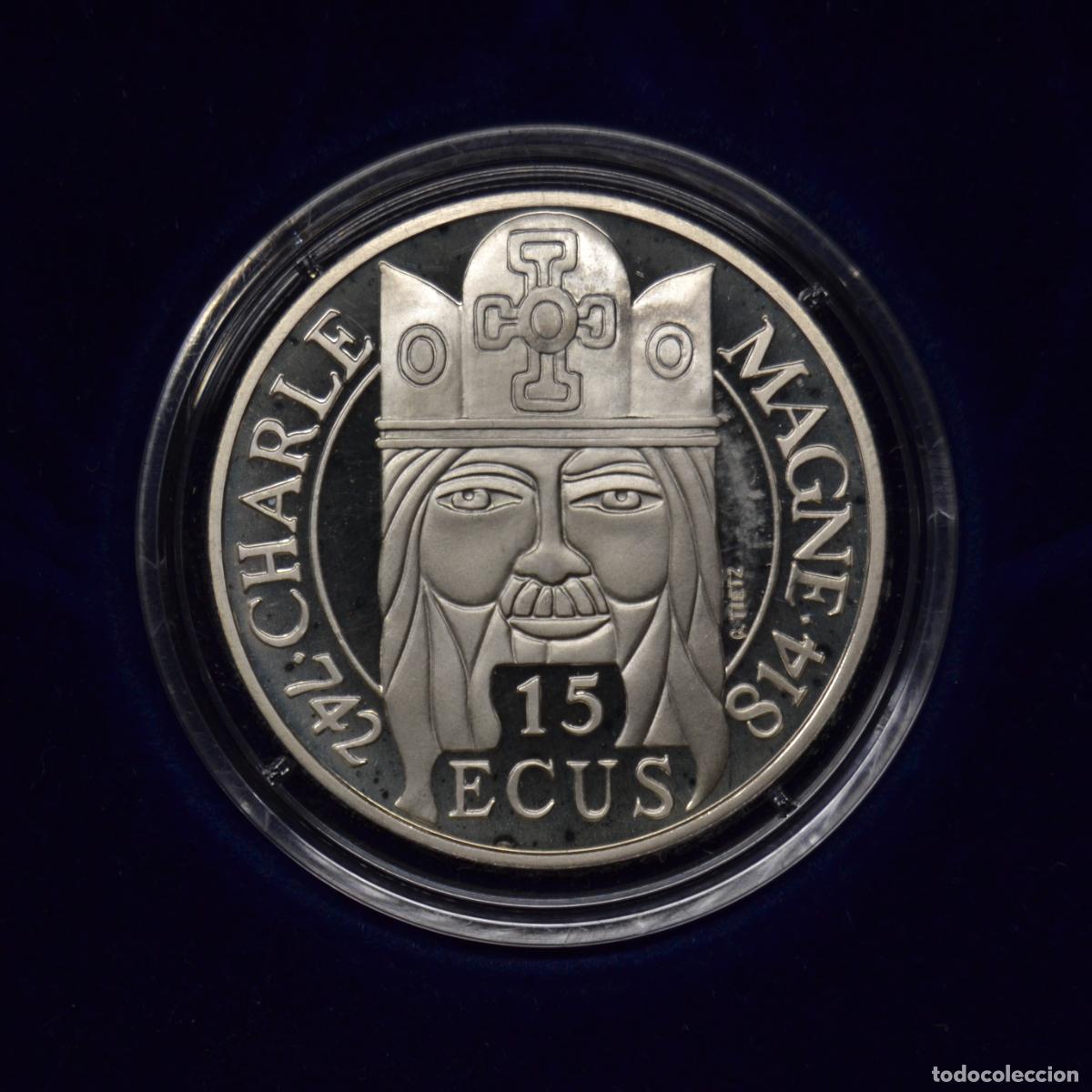Monedas antiguas de Europa: FRANCIA - 100 FRANCS 1990 15 ECUS - PLATA - CARLO MAGNO - LOTE 3740