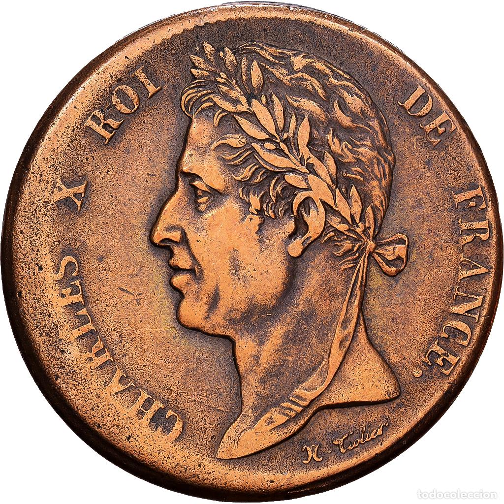 Monedas antiguas de Europa: [#1546196] COLONIAS FRANCESAS, Charles X, 5 Centimes, 1830, Paris, Bronce, BC+