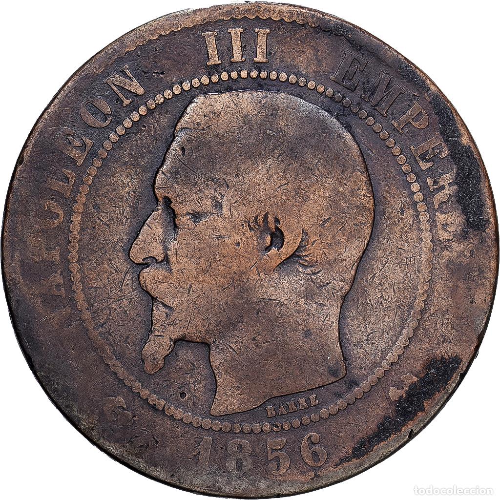 Monedas antiguas de Europa: [#1546213] Francia, Napoleon III, 10 Centimes, 1856, Rouen, Bronce, BC+, Gadoury:248