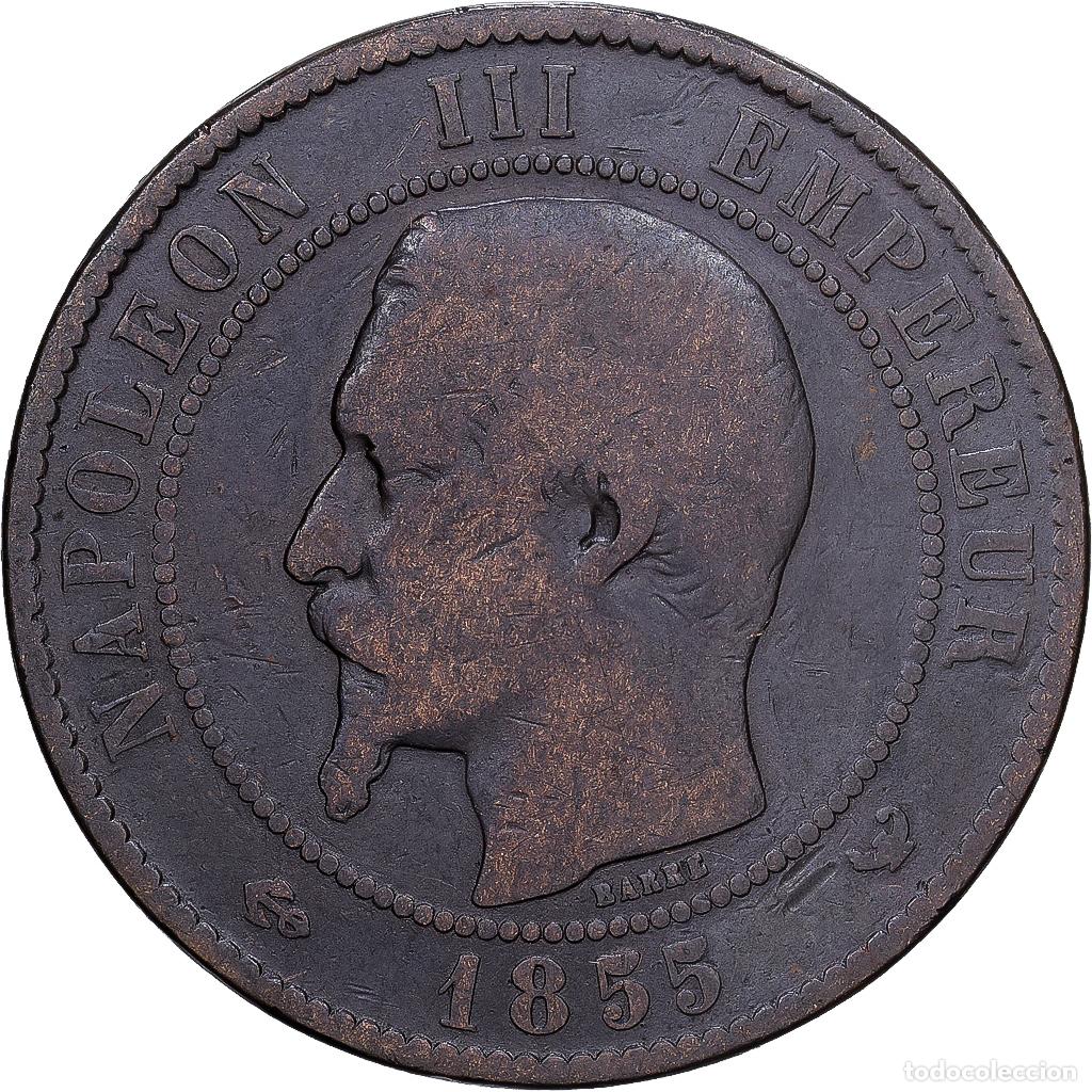 Monedas antiguas de Europa: [#1546214] Francia, Napoleon III, 10 Centimes, 1855, Lille, Bronce, BC+, Gadoury:248