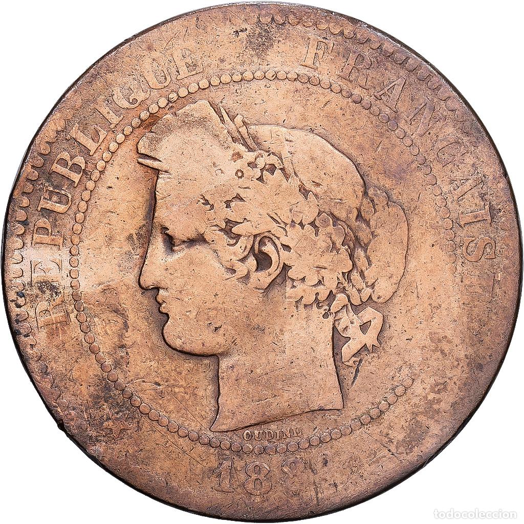 Monedas antiguas de Europa: [#1546218] Francia, 10 Centimes, C&eacute;r&egrave;s, 1884, Paris, Bronce, BC+, Gadoury:265a