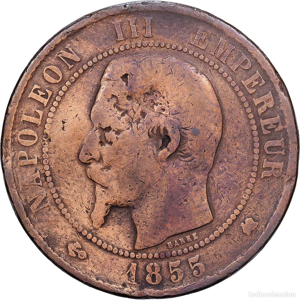 Monedas antiguas de Europa: [#1546219] Francia, Napoleon III, 10 Centimes, 1855, Bordeaux, Bronce, BC, Gadoury:248