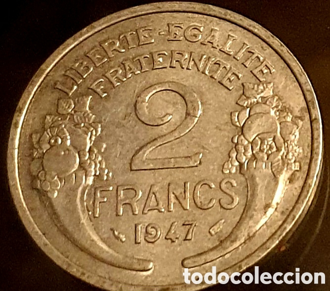 Monedas antiguas de Europa: FRANCIA, 2 FRANCS 1947 - Foto 2