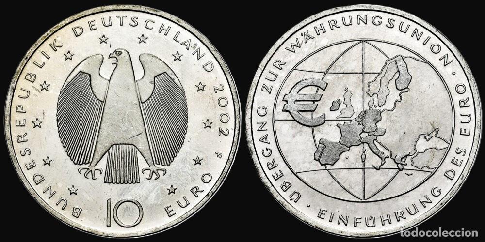 Monedas antiguas de Europa: Germany 10 Euros 2002 F Introduction of the Euro Silver