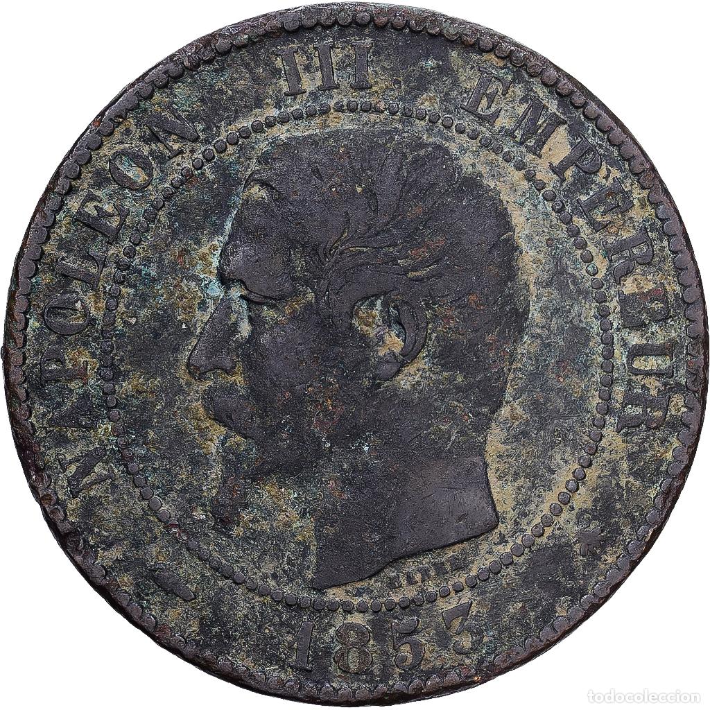 Monedas antiguas de Europa: [#1546216] Francia, Napoleon III, 10 Centimes, 1855, Strasbourg, chien, Bronce, BC+