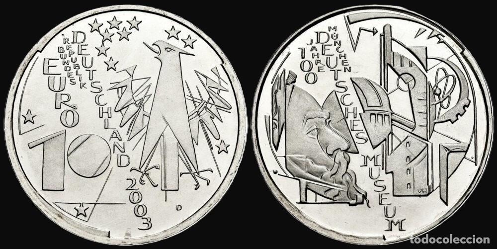 Monedas antiguas de Europa: Germany 10 Euros 2003 D Centenary of the Munich Museum Uncirculated Silver