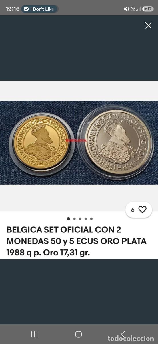 Monedas antiguas de Europa: Set 2 Monedas Ecus Oro y Plata 1988 No negociable