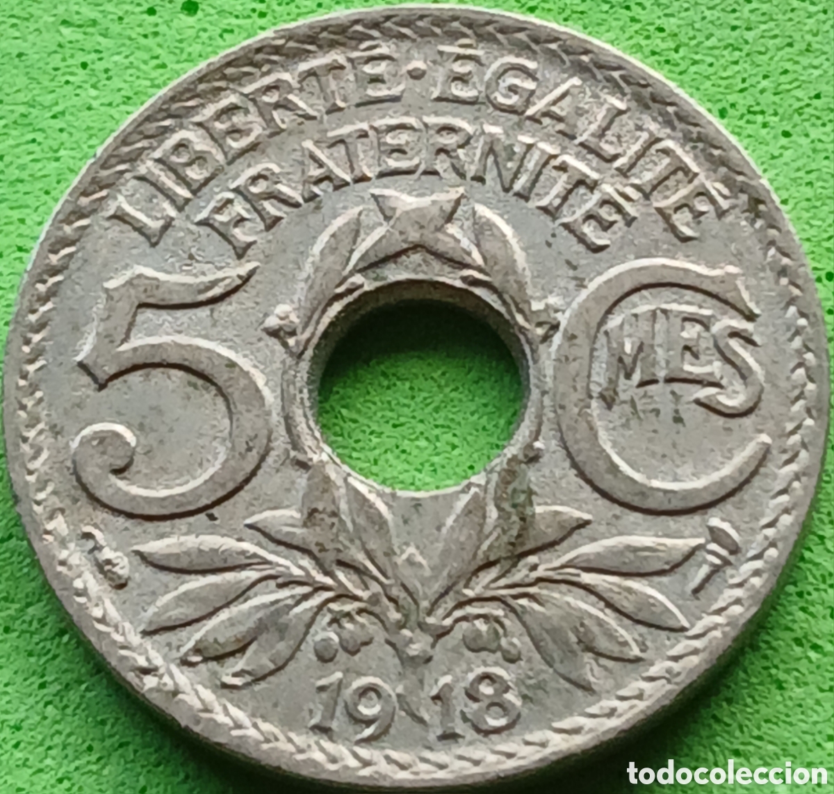 Monedas antiguas de Europa: Francia 5 c&eacute;ntimos 1918 km#865