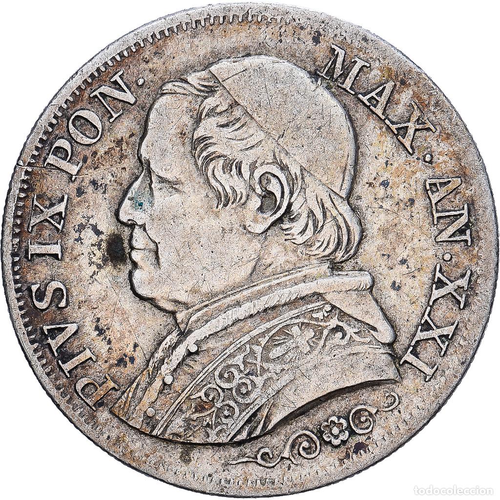 Monedas antiguas de Europa: [#1203150] CIUDAD DEL VATICANO, PAPAL STATES, Pius IX, Lira, 1866, Rome, Plata, BC+