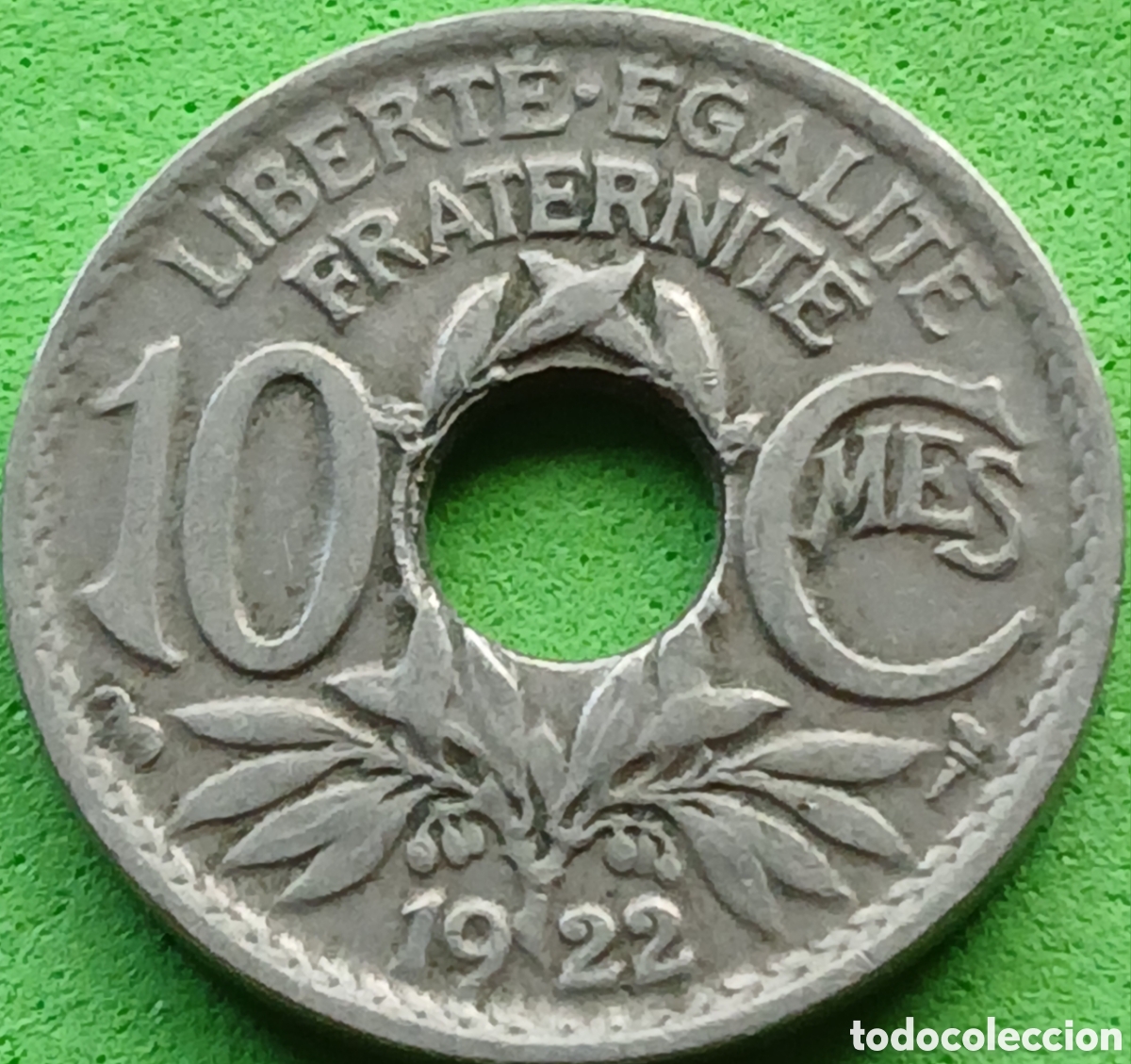 Monedas antiguas de Europa: Francia 10 c&eacute;ntimos 1922 km#866a ceca Par&iacute;s