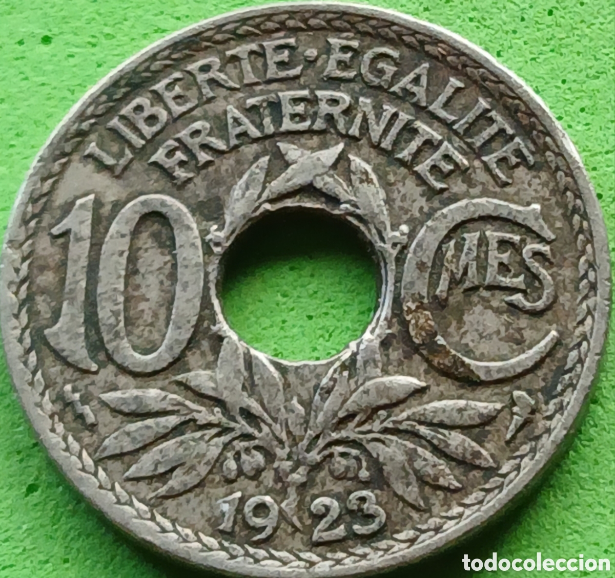 Monedas antiguas de Europa: Francia 10 c&eacute;ntimos 1923 km#866a ceca Poissy