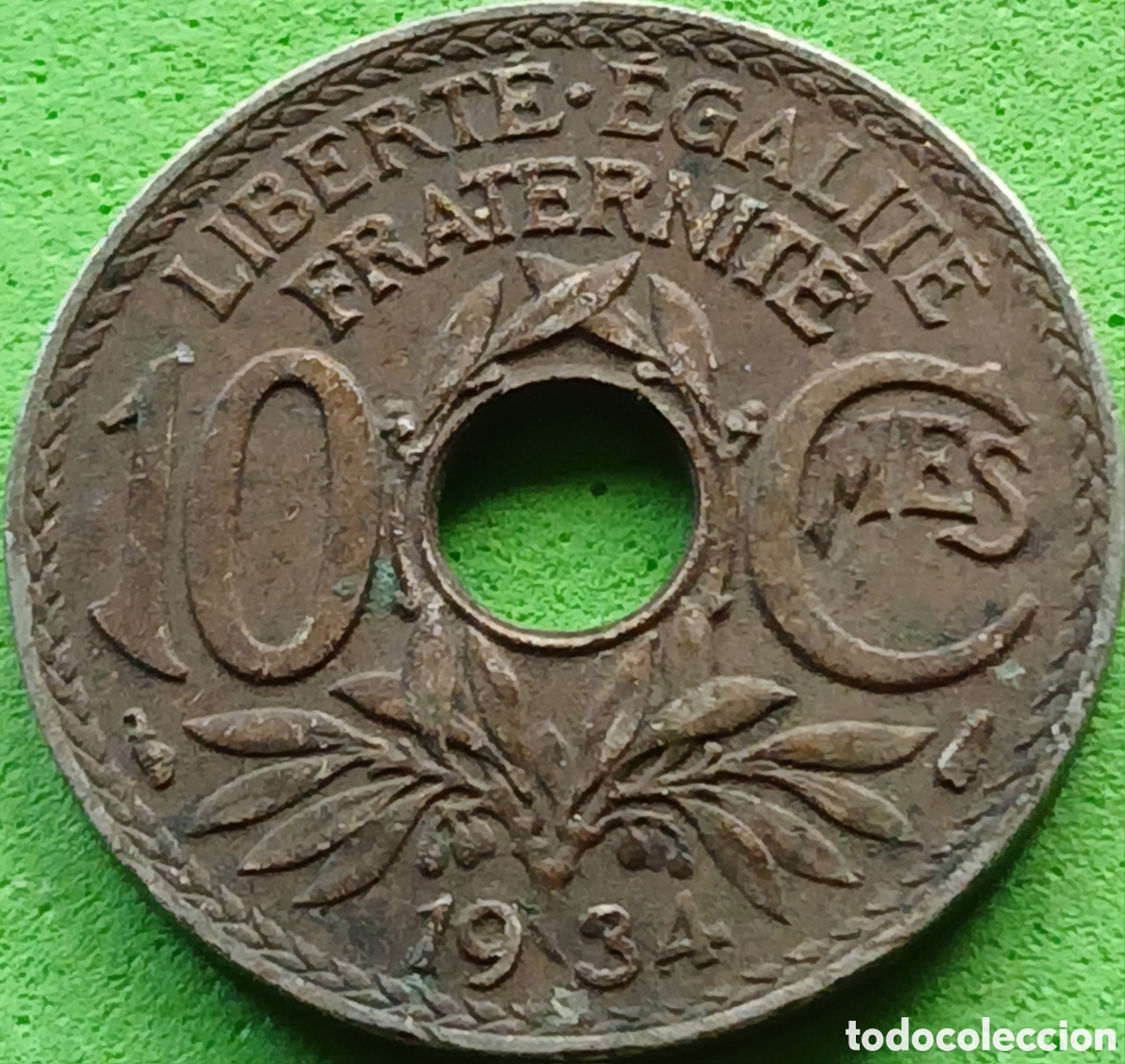 Monedas antiguas de Europa: Francia 10 c&eacute;ntimos 1934 km#866a