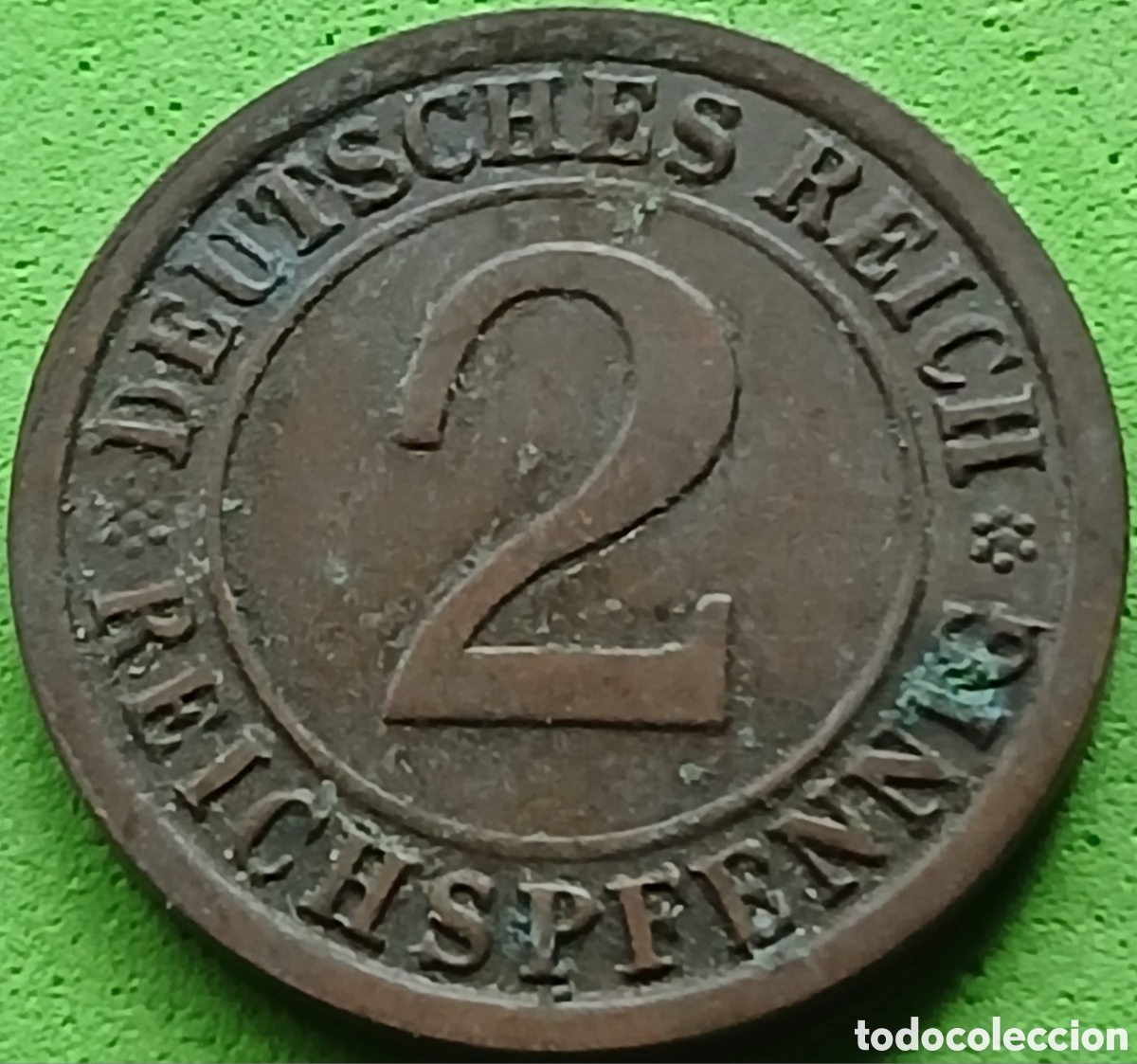 Monedas antiguas de Europa: Alemania Rep&uacute;blica de Weimar 2 reichspfennig 1924 F km#38