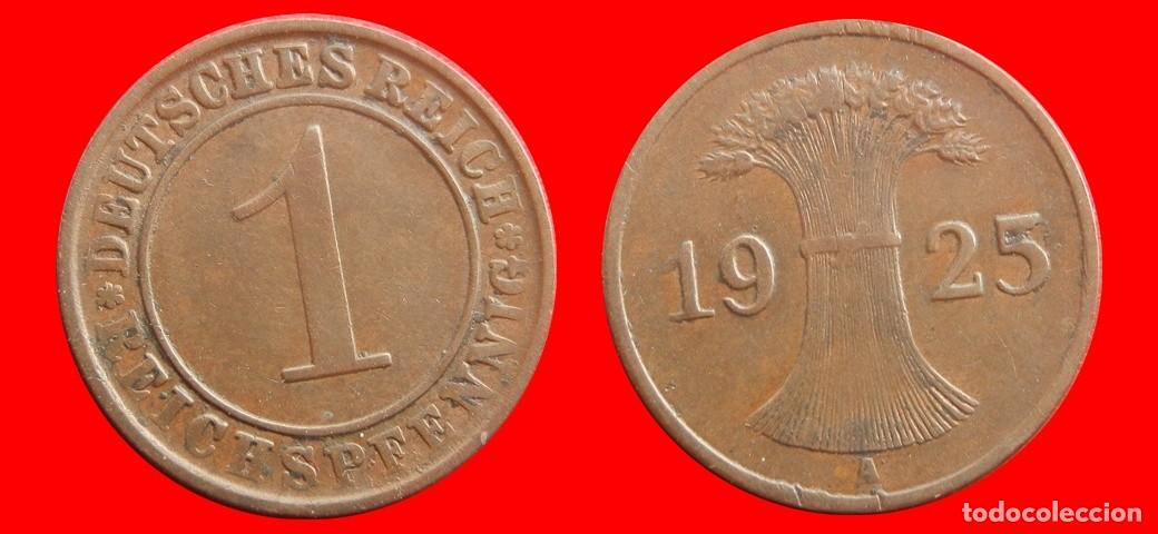 Monedas antiguas de Europa: 1 REICHSPFENNIG 1925A WEIMAR ALEMANIA-153992