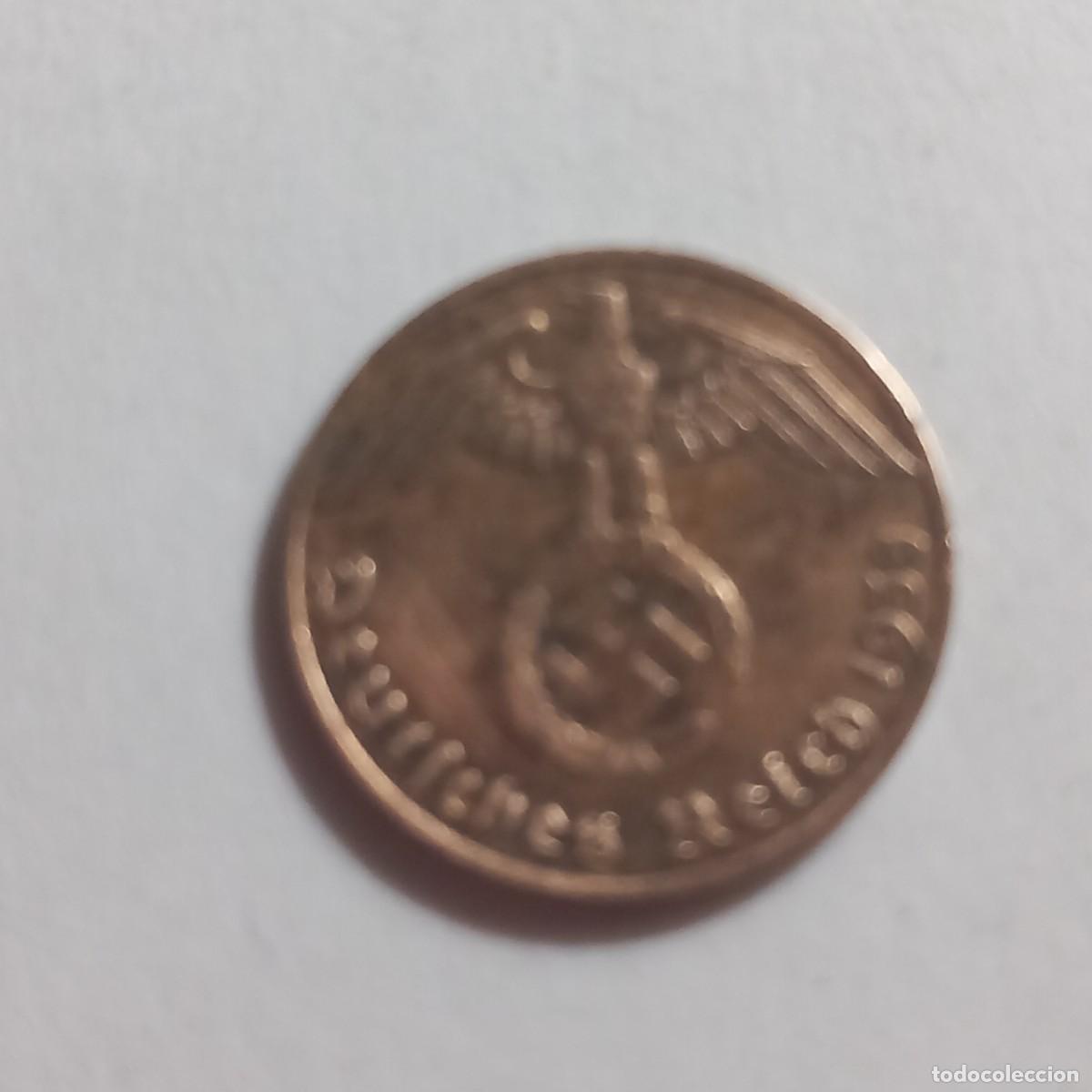 Monedas antiguas de Europa: Moneda de 1 pfening Alemania III reich 1938
