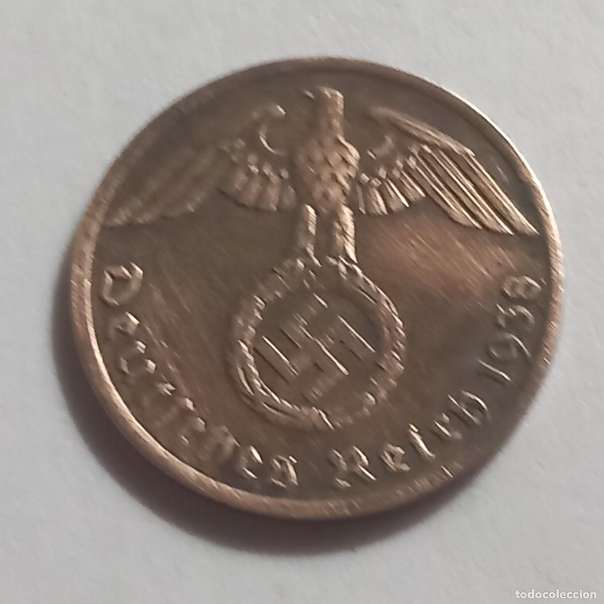 Monedas antiguas de Europa: Moneda de 1 pfening Alemania III reich 1938.