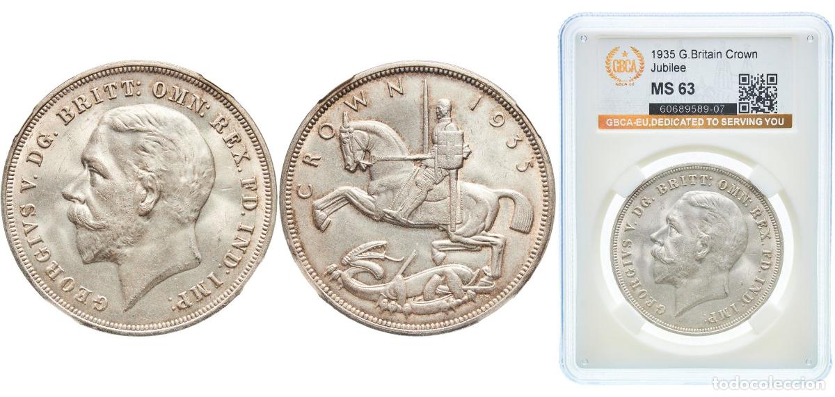 Monedas antiguas de Europa: Great Britain United Kingdom Kingdom 1935 1 Crown - George V (Silver Jubilee) Original luster Silve