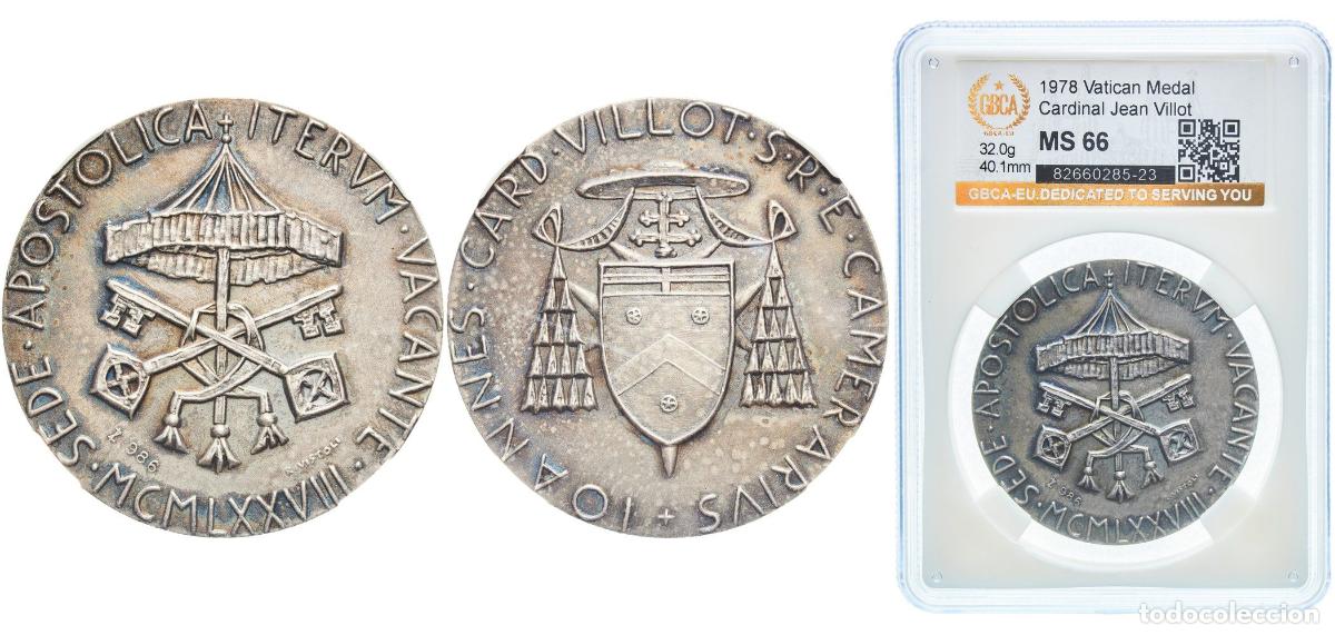 Monedas antiguas de Europa: Vatican City City State 1978 Medal - Jean-Marie Villot (Sede Vacante) Silver (.986) Rome Mint 32g G