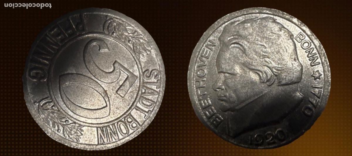 Monedas antiguas de Europa: BONN 1920 ★ 50 PFENNIG BEETHOVEN ★ 150&ordm; ANIVERSARIO ★ NOTGELD ALEM&Aacute;N HIST&Oacute;RICO