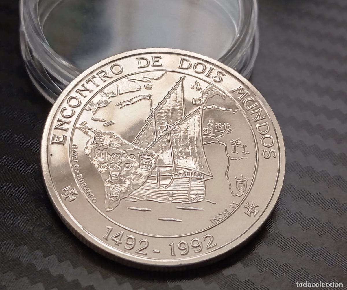 Monedas antiguas de Europa: Moneda de Plata Portugal 100 Escudos Encuentro de Dos Mundos 1991 serie Iberoamericana