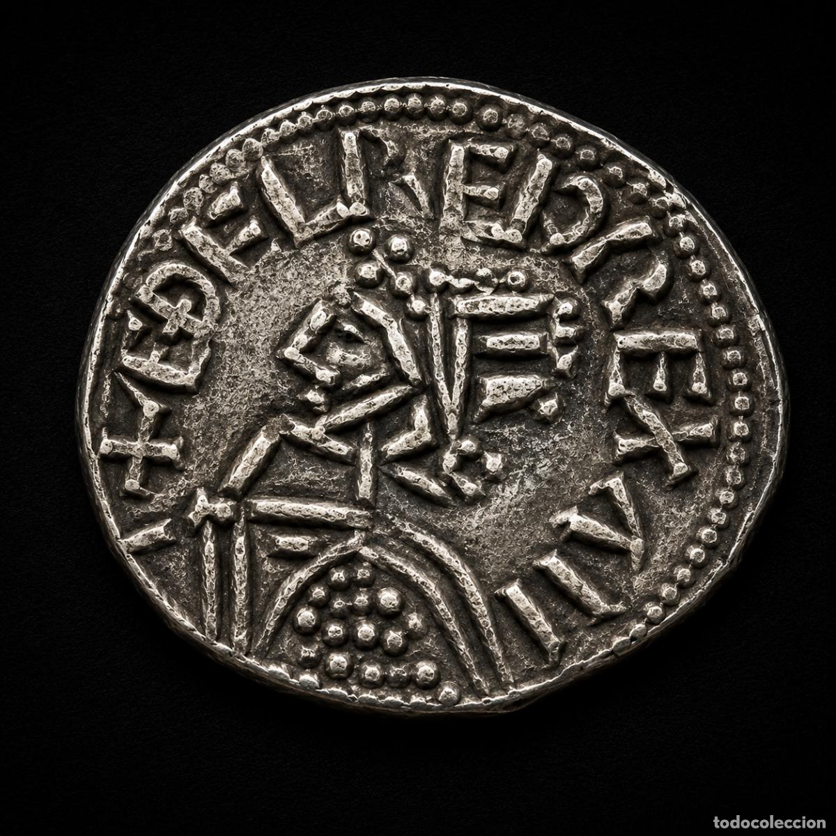 Monedas antiguas de Europa: The Aethelred II Helmet Type Anglo-Saxon PENNY,SILVER.( 600-1066 )Weight.- 1,65 grs.Diam.-17mm.