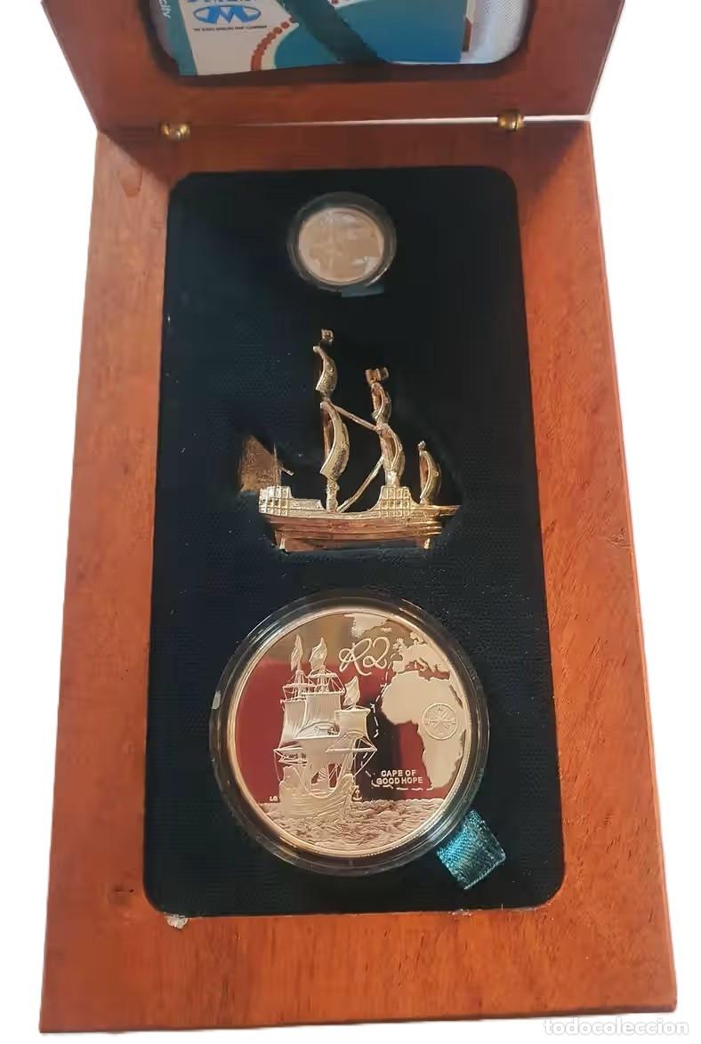 Monedas antiguas de Europa: SUDAFRICA estuche de lujo plata 2009 HISTORIA MARITIMA DE SUDAFRICA con BARCO