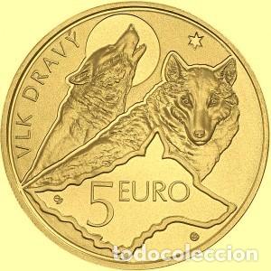 Monedas antiguas de Europa: Eslovaquia, 5 euros ''Serie Fauna: El lobo&rdquo;, UC#239./ Sin Circular.