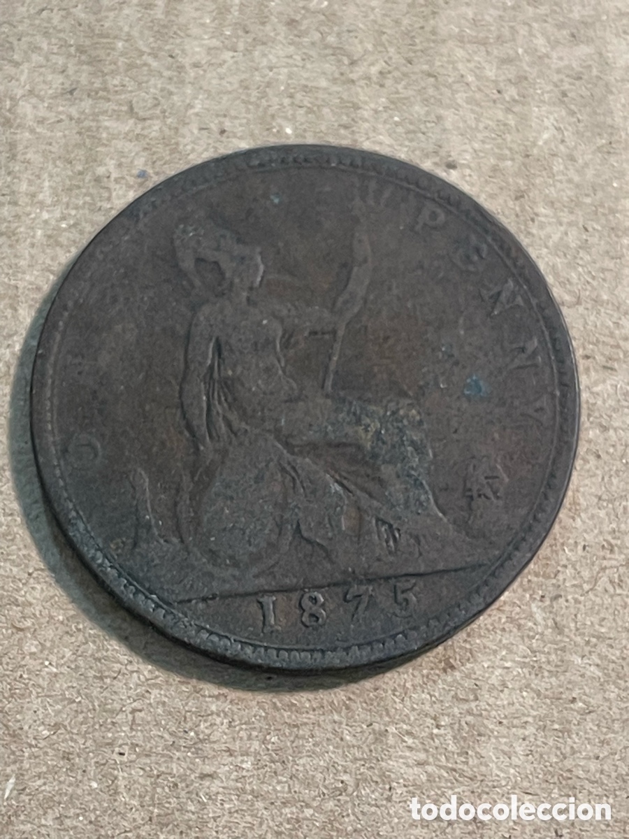 Monedas antiguas de Europa: Moneda 1 Penny Reino Unido 1875 bronce