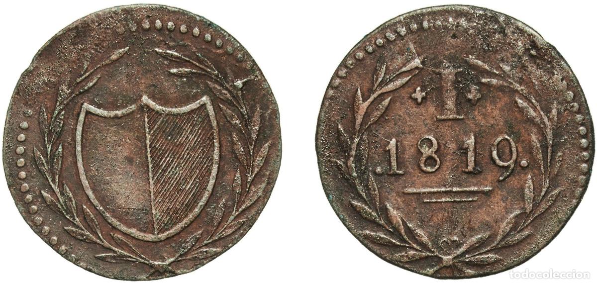 Monedas antiguas de Europa: Germany Free imperial city of Frankfurt German states 1819 1 Pfennig &rdquo;Judenpfennig&rdquo; Copper 1.18g VF