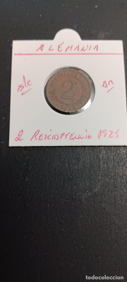 Monedas antiguas de Europa: ALEMANIA 2 REICHSPFENNIG 1925 BC KM=38 (BRONCE)