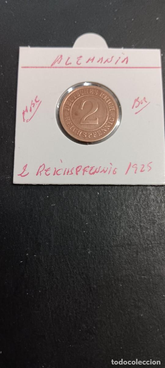 Monedas antiguas de Europa: ALEMANIA 2 REICHSPFENNIG 1925 MBC KM=38 (BRONCE)